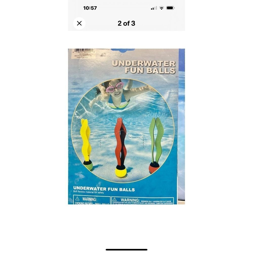 INTEX Underwater‎ SwimmingDiving Pool Toy Sinking Fun Balls 3 Pack-Multi color